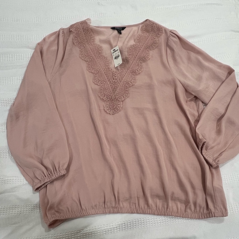 EXPRESS Pink Lace V-Neck Women's Top